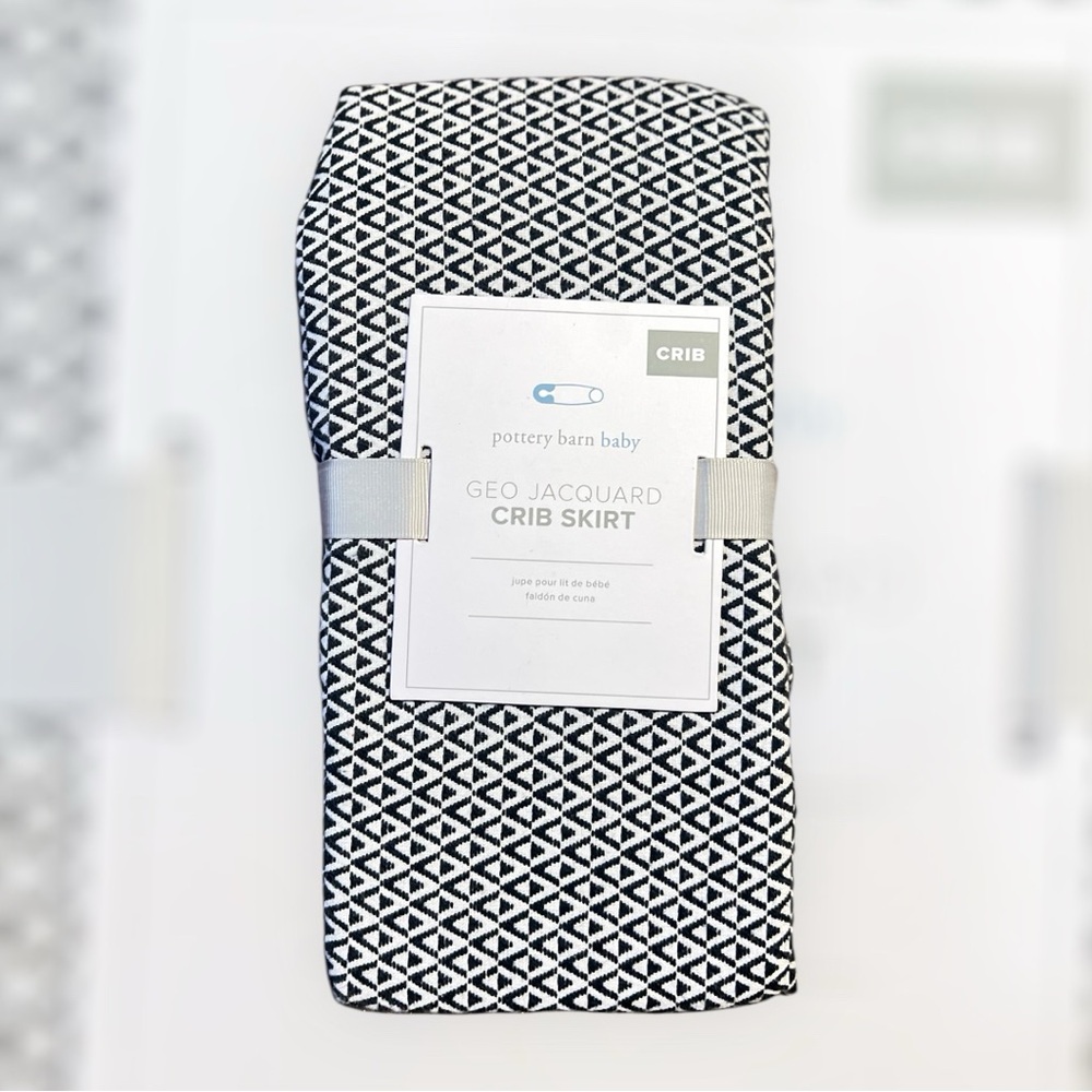 Pottery Barn Geo Jacquard Crib Skirt - Black and White